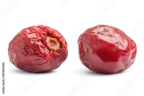 Isolated dried red jujube against a white backdrop photo