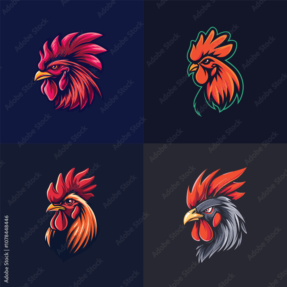 Naklejka premium Rooster head logo design vector