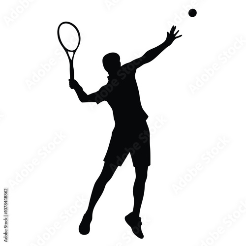 A man is playing tennis and is about to hit the ball. He is wearing a black shirt and shorts