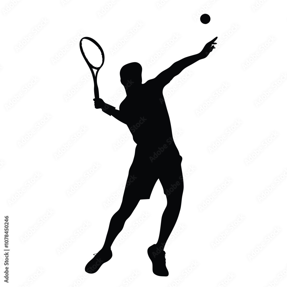 A man is playing tennis and is about to hit the ball. He is wearing a black shirt and shorts
