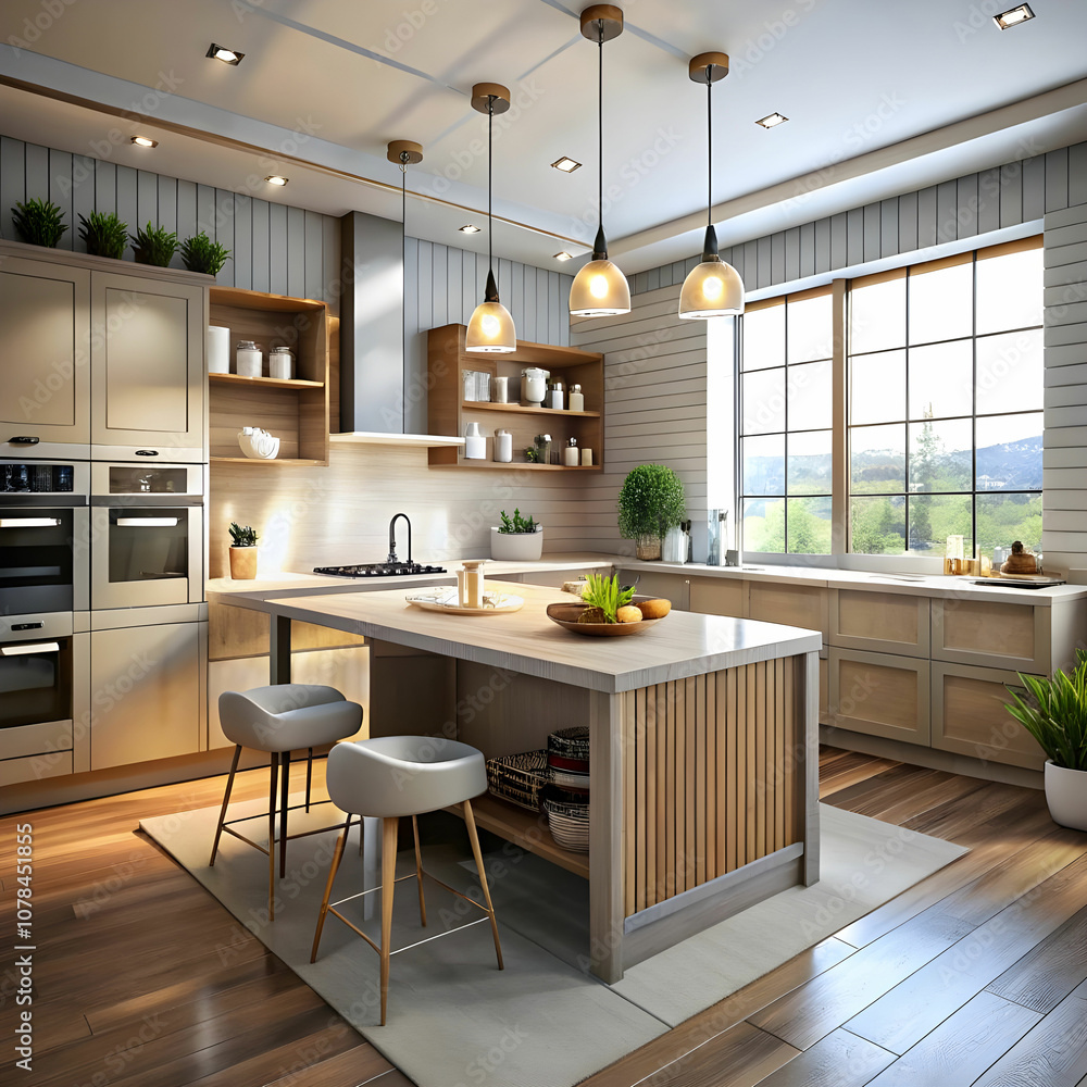 render of 3d contemporary kitchen render of 3d contemporary kitchen