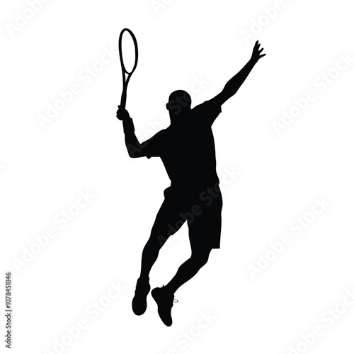 A man is playing tennis and is about to hit the ball. He is wearing a black shirt and shorts