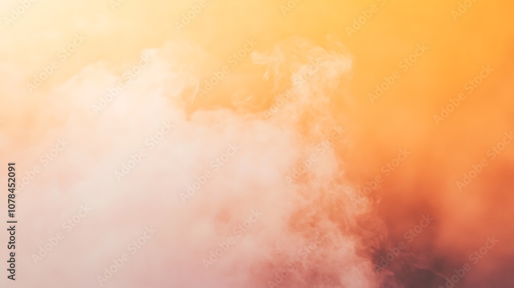 Warm buttermilk background with light smoke haze and a faint glow