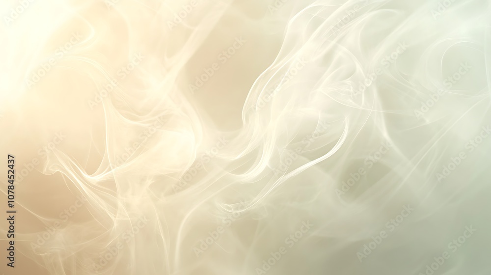 Fototapeta premium Soft gray background with faint smoke swirls and a warm, soft light