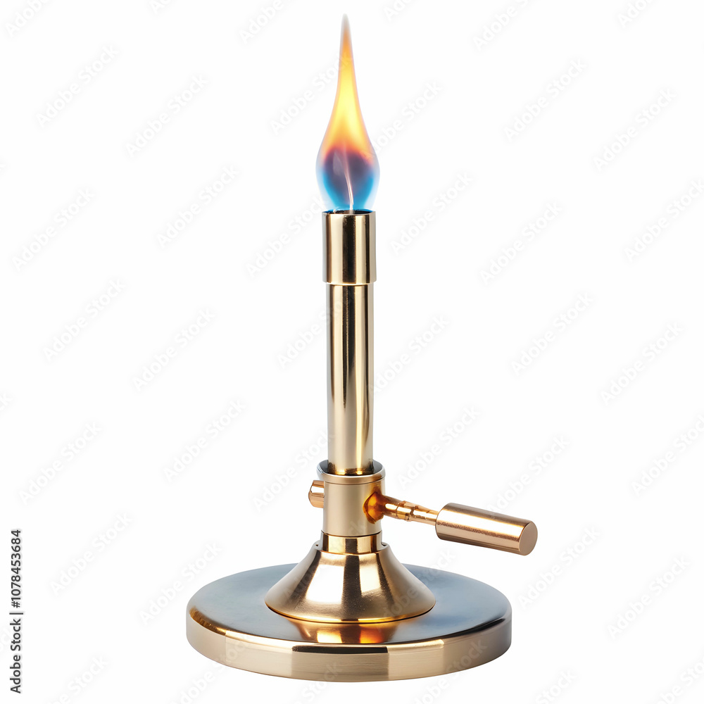 A Bunsen burner with a small control knob, A Bunsen burner with a small control knob,