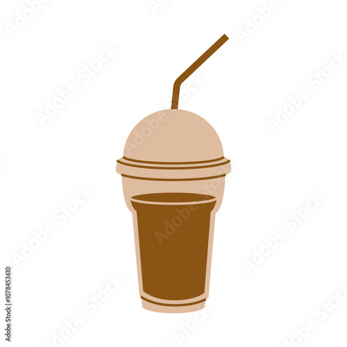 Iced coffee to go. Coffee lover item. Simple flat clipart