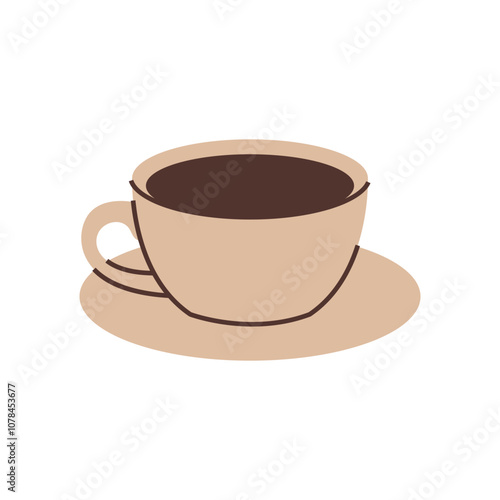 Espresso cup on a saucer. Coffee lover item. Simple flat clipart