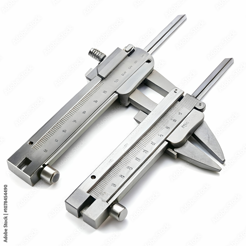 A pair of metal calipers for measuring thickness and diameter with precision A pair of metal calipers for measuring thickness and diameter with precision