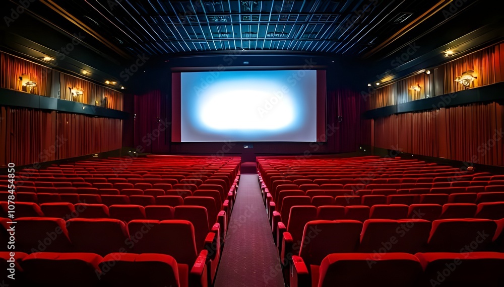 Fototapeta premium Movie theater with red seats