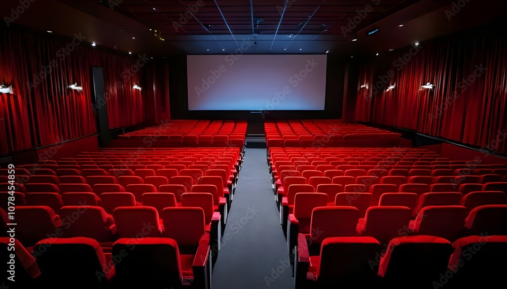 Fototapeta premium Movie theater with red seats
