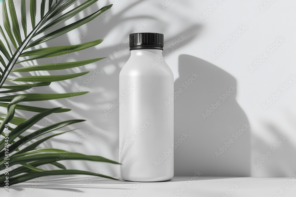 Mockup of a white reusable water bottle Mockup of a white reusable water bottle