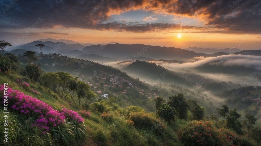 Fototapeta premium Misty Mountain Magic