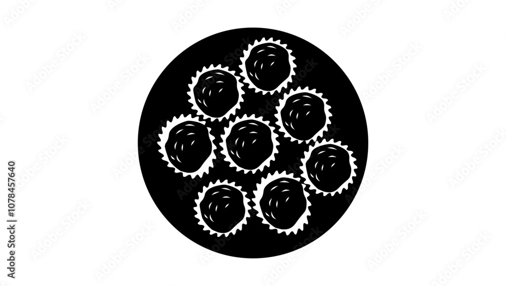 Boondi Laddu, Black Isolated Silhouette Boondi Laddu, Black Isolated Silhouette