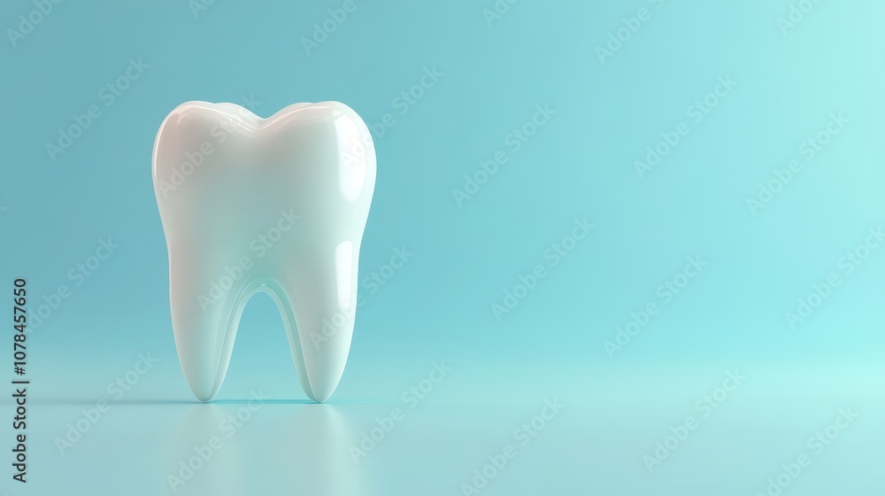 A Single White Tooth on a Light Blue Background A Single White Tooth on a Light Blue Background