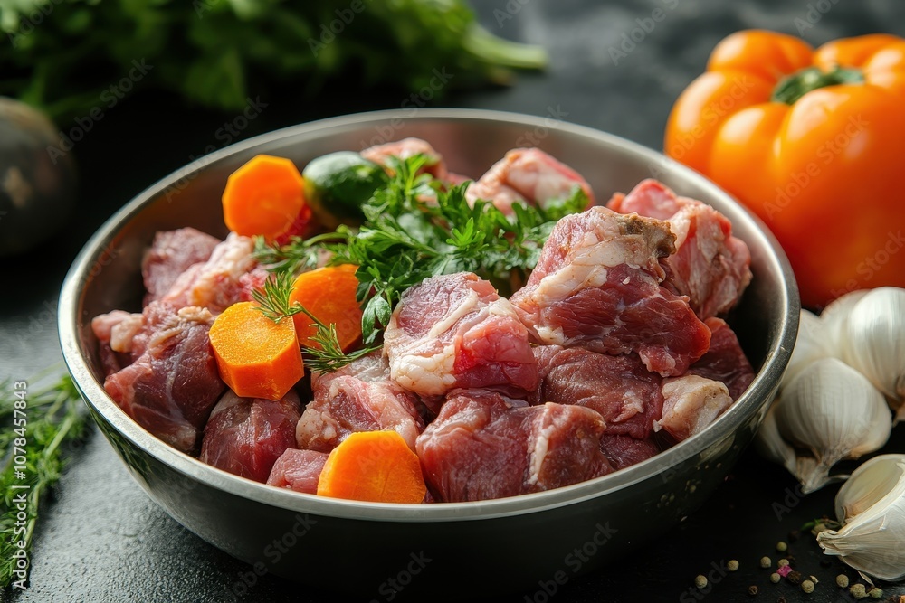 Pre prepared beef tripe with veggies and herbs Pre prepared beef tripe with veggies and herbs