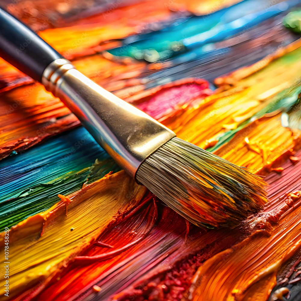 A close-up of brush strokes on canvas highlights the texture and depth of color A close-up of brush strokes on canvas highlights the texture and depth of color