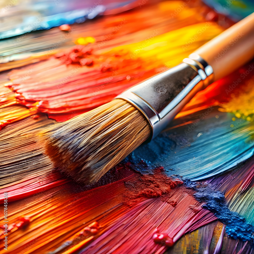 A close-up of brush strokes on canvas highlights the texture and depth of color A close-up of brush strokes on canvas highlights the texture and depth of color