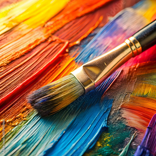 A close-up of brush strokes on canvas highlights the texture and depth of color