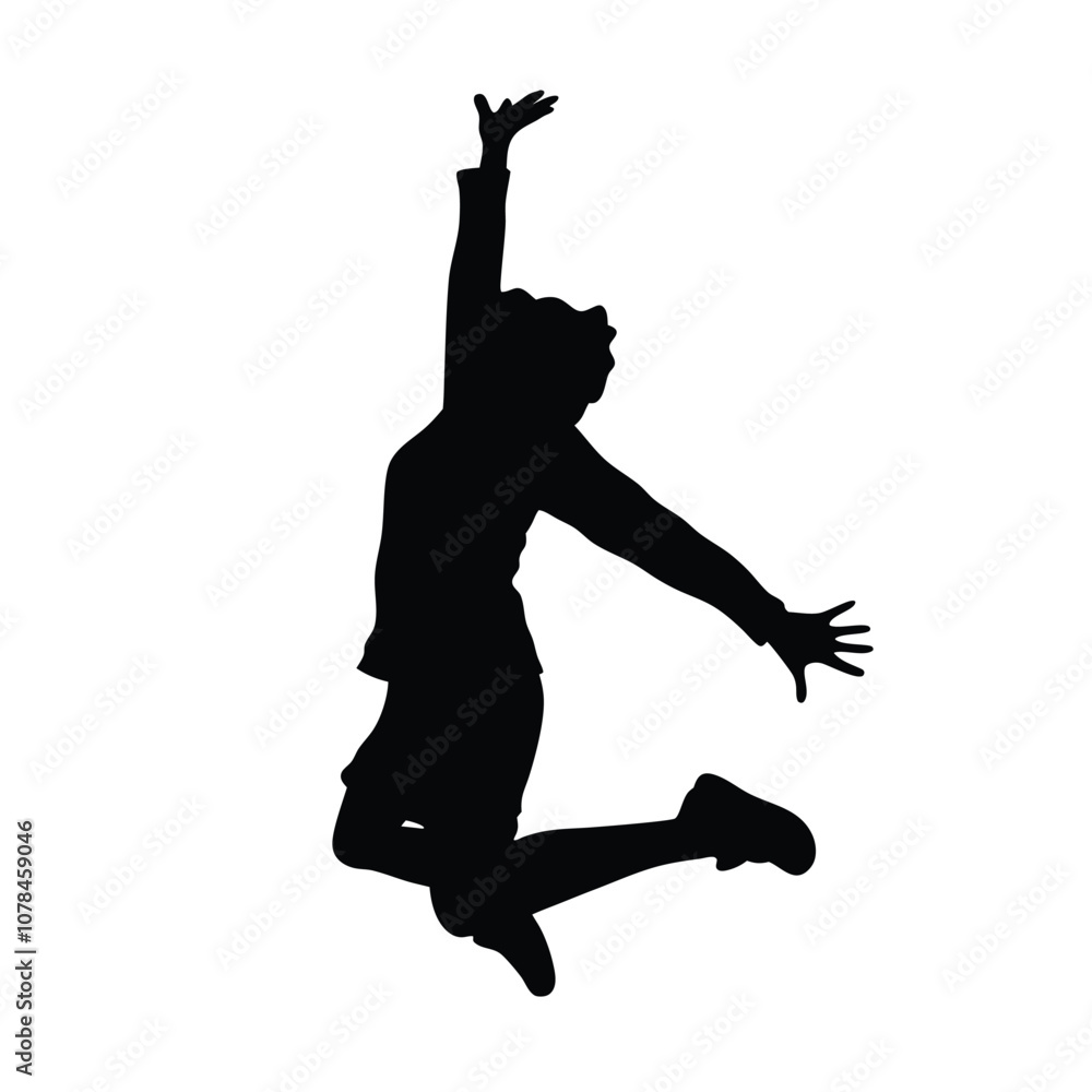 A person is jumping in the air. The person is wearing shorts and a shirt A person is jumping in the air. The person is wearing shorts and a shirt