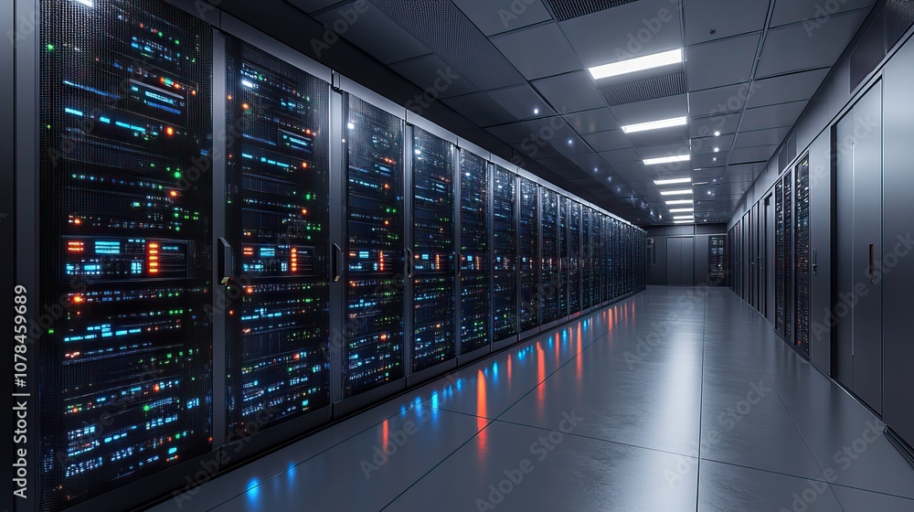 server racks in computer network security server room data center 3d rendering server racks in computer network security server room data center 3d rendering