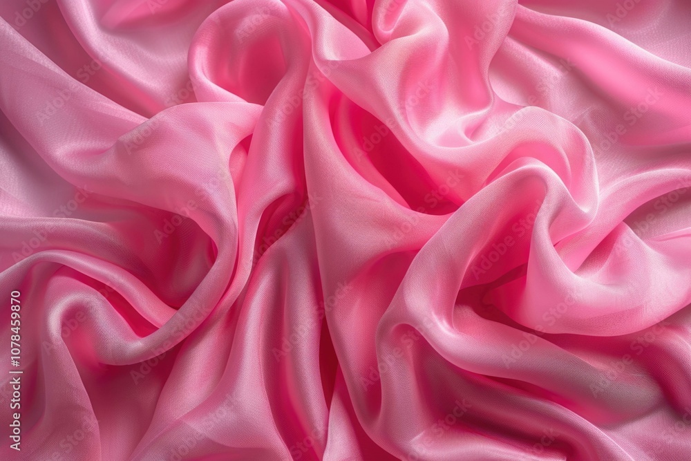 Fototapeta premium Soft pink fabric draped in elegant folds.