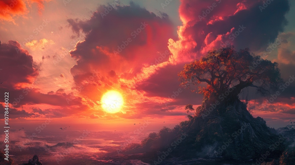 Naklejka premium Sunset Tree