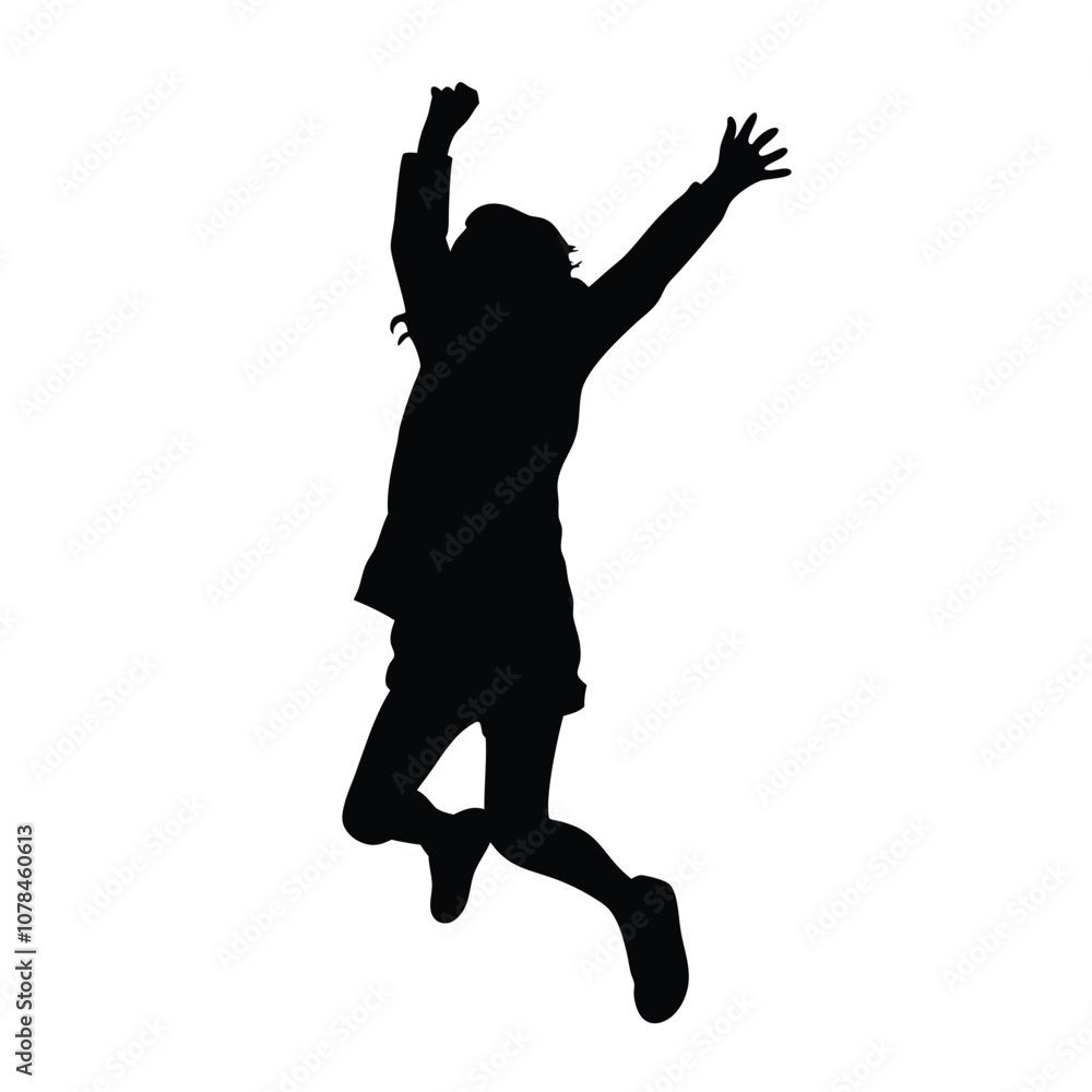 A woman is jumping in the air. She is wearing a black shirt and black pants A woman is jumping in the air. She is wearing a black shirt and black pants