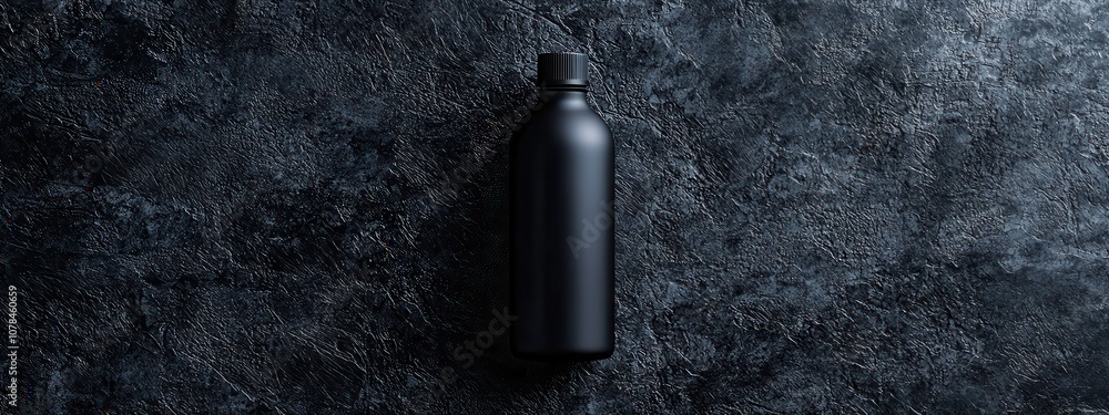 Fototapeta premium black bottle on concrete background. Selective focus
