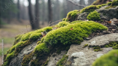 Captivating Portrait of Lush Green Moss on Rock Ideal for Natural Product Showcase and Eco-Friendly Marketing Campaigns photo