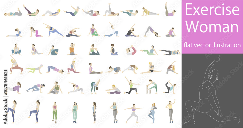 Flat vector illustration collection pack of women doing yoga and pilates Flat vector illustration collection pack of women doing yoga and pilates