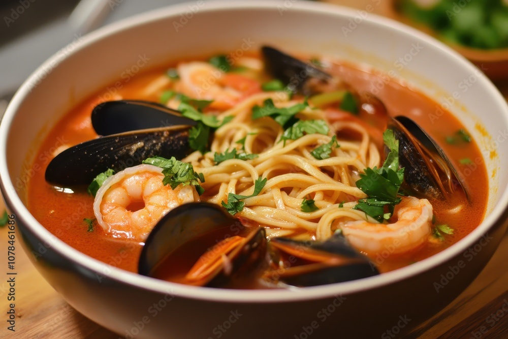 Spicy seafood noodle broth jjamppong Spicy seafood noodle broth jjamppong