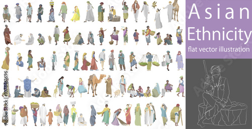 Asian ethnic flat vector illustration collection pack
