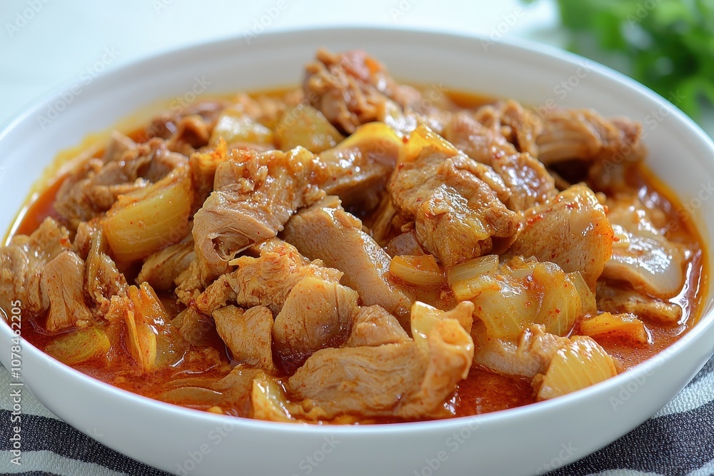 Spicy stir fried tripe and pork chicken stew Korean dishes traditional cuisine sides Spicy stir fried tripe and pork chicken stew Korean dishes traditional cuisine sides