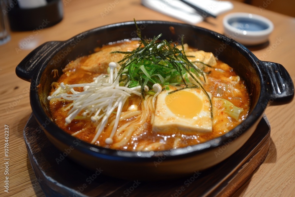 Spicy tofu stew known as Sundubu Jjigae Spicy tofu stew known as Sundubu Jjigae