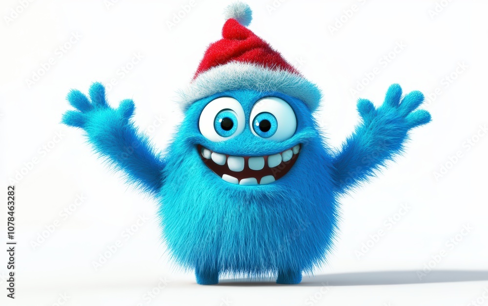 Cute and funny colored furry chrismas style monster 3D cartoon character. huge big eyes good smile furry and pretty on white background
Cute and funny colored furry chrismas style monster 3D cartoon character. huge big eyes good smile furry and pretty on white background