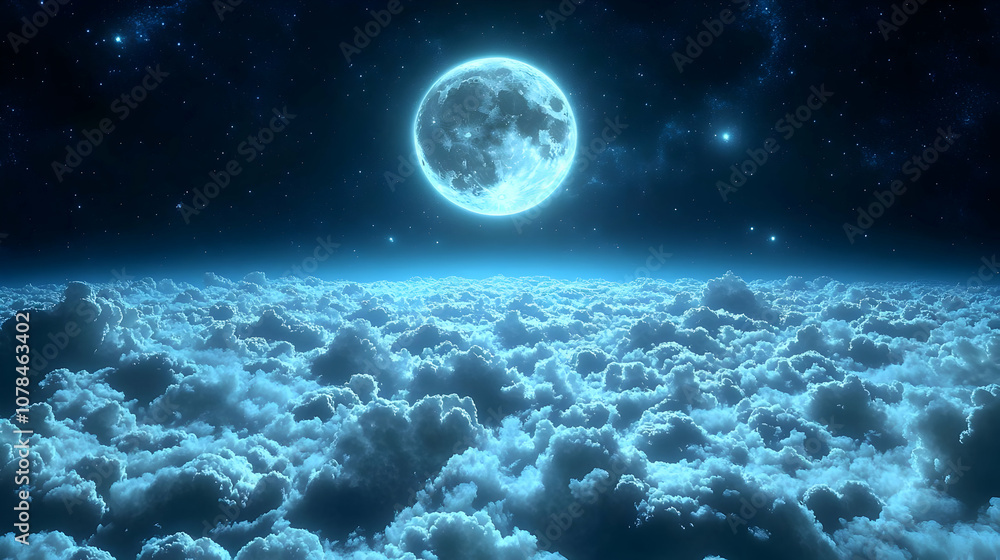 Full Moon Above Clouds Illustration Full Moon Above Clouds Illustration
