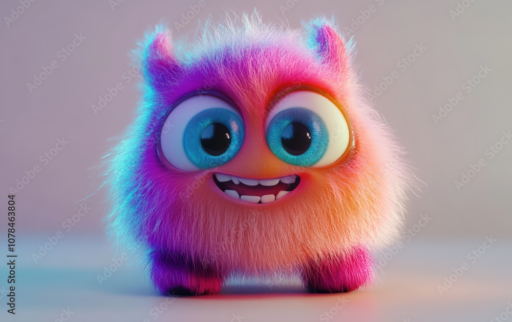 Cute and funny colored furry chrismas style monster 3D cartoon character. huge big eyes good smile furry and pretty on white background
Cute and funny colored furry chrismas style monster 3D cartoon character. huge big eyes good smile furry and pretty on white background