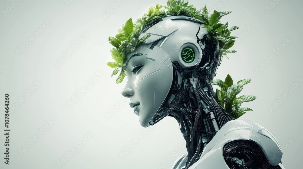 Futuristic Robot with Nature-Inspired Elements Captivating Digital Art Reflecting Themes of Technology and Sustainability in a Clean and Modern Aesthetic Futuristic Robot with Nature-Inspired Elements Captivating Digital Art Reflecting Themes of Technology and Sustainability in a Clean and Modern Aesthetic