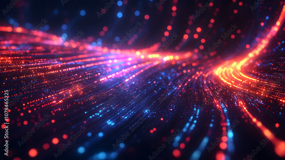 Abstract tech background with illuminated fiber optic connections, quantum computing network system and electronic global intelligence Abstract tech background with illuminated fiber optic connections, quantum computing network system and electronic global intelligence