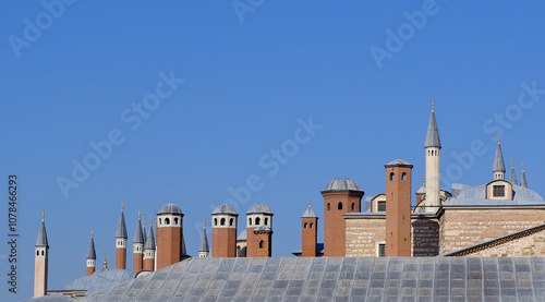 many chimneys in Topkapı Palace, Istanbul, Turkey photo