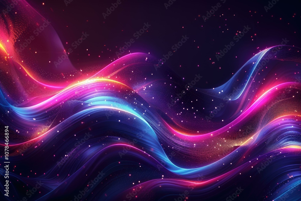 Fototapeta premium Abstract glowing waves with scattered light