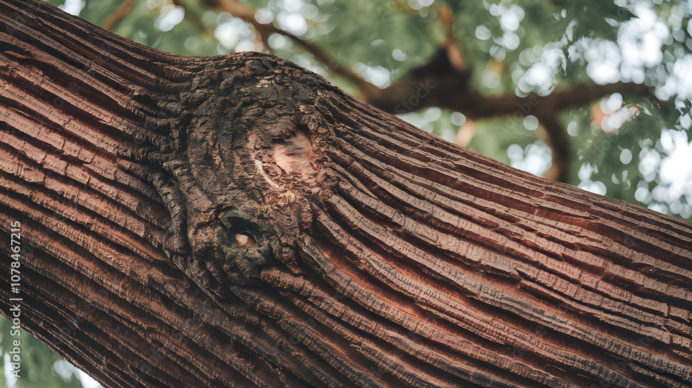 Close-up of mahogany tree bark texture with rugged ridges and deep grooves, capturing the intricate natural details ideal for backgrounds, textures, or organic design elements. Close-up of mahogany tree bark texture with rugged ridges and deep grooves, capturing the intricate natural details ideal for backgrounds, textures, or organic design elements.