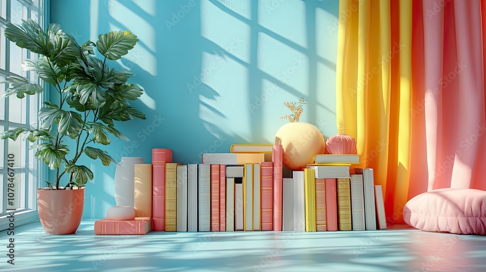 stack of books with cartoon style 3d rendering stack of books with cartoon style 3d rendering