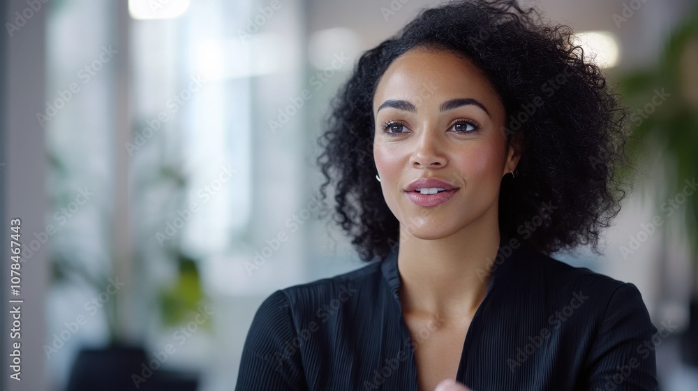 Woman leading training session modern workspace bright lighting clean background copy space Woman leading training session modern workspace bright lighting clean background copy space
