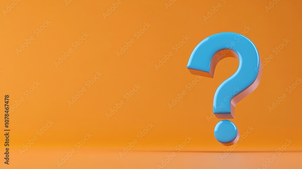 A blue question mark on an orange background. A blue question mark on an orange background.