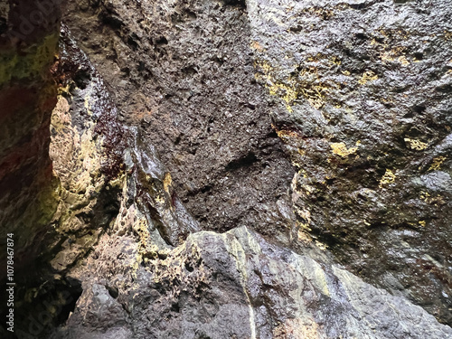 Close-Up of Textured Rocky Cave Surface with Natural Patterns