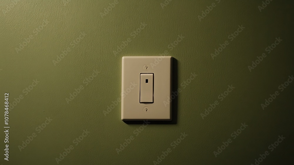 Minimalist Light Switch on Textured Green Wall, Perfect for Home Decor, Interior Design, and Modern Aesthetics in Contemporary Spaces Minimalist Light Switch on Textured Green Wall, Perfect for Home Decor, Interior Design, and Modern Aesthetics in Contemporary Spaces