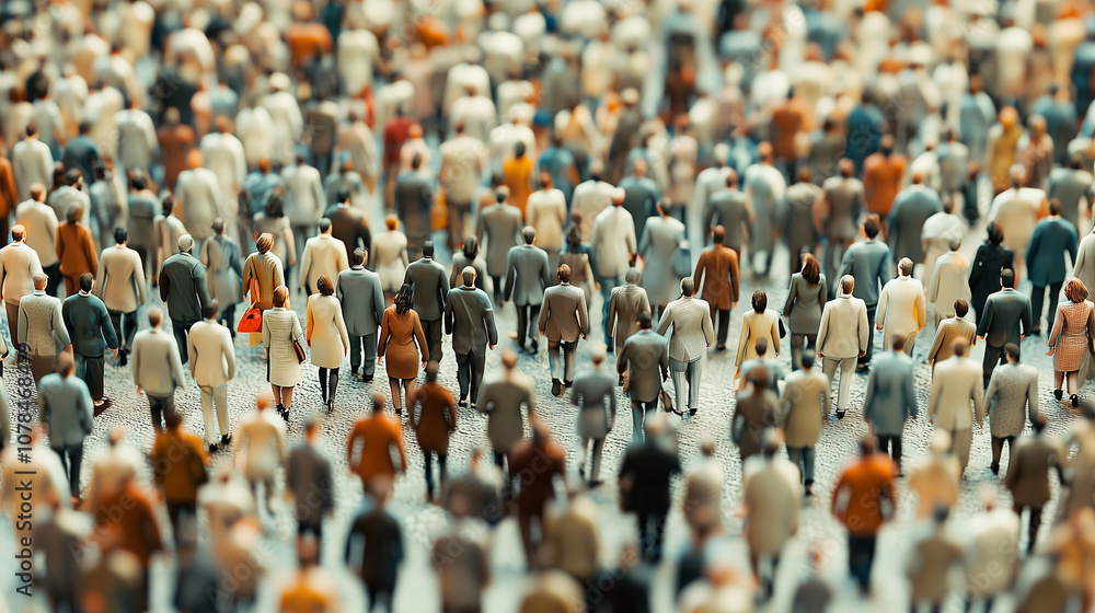 Obraz premium A densely packed crowd of individuals walking together, showcasing unity and diversity in a public setting.