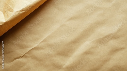 Brown kraft paper parcel located on a white background offers ample empty copy space for your text. The Kraft paper parcel creates a visually appealing layout with its neutral tones. photo