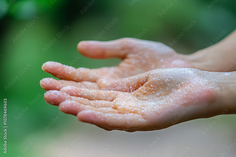 Close-up image of bacteria on dirty hands, showcasing a detailed view of hygiene and cleanliness issues Close-up image of bacteria on dirty hands, showcasing a detailed view of hygiene and cleanliness issues